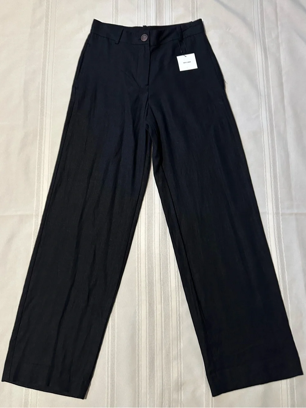 Zara Wide-Leg Linen Blend Trouser’s Black Size S NWOT